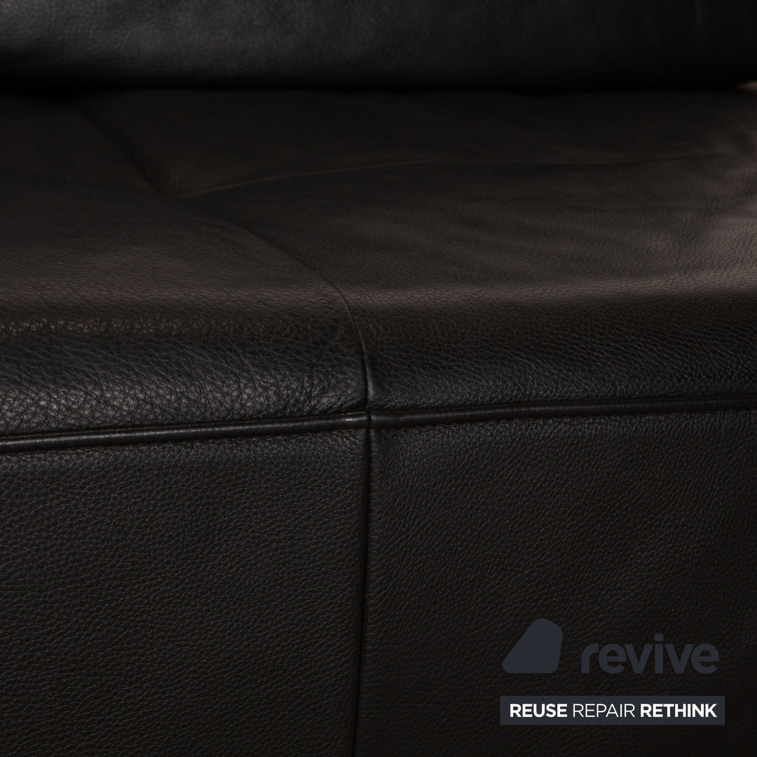 Rolf Benz Dono Leather Corner Sofa Black Recamiere Right Sofa Couch