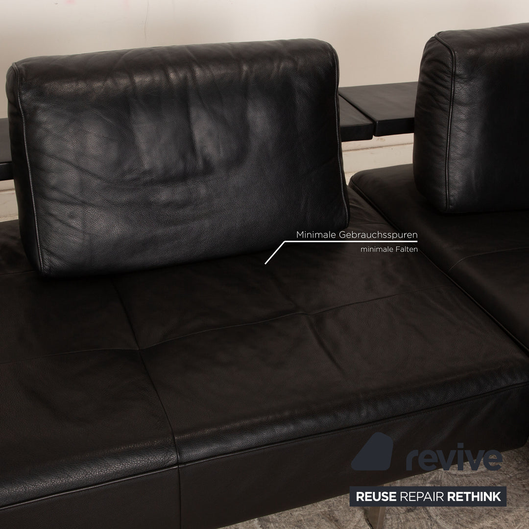 Rolf Benz Dono Leather Corner Sofa Black Recamiere Right Sofa Couch