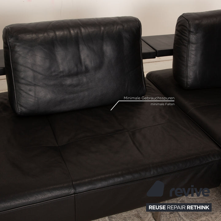 Rolf Benz Dono Leather Corner Sofa Black Recamiere Right Sofa Couch