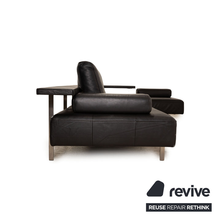 Rolf Benz Dono Leather Corner Sofa Black Recamiere Right Sofa Couch