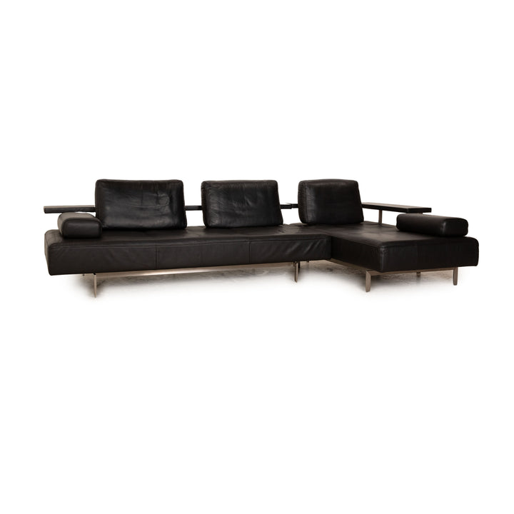 Rolf Benz Dono Leather Corner Sofa Black Recamiere Right Sofa Couch