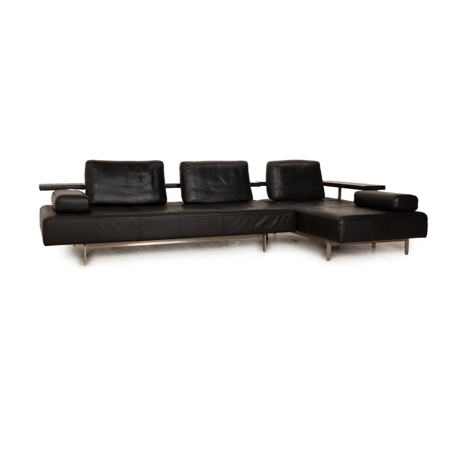 Rolf Benz Dono Leather Corner Sofa Black Recamiere Right Sofa Couch