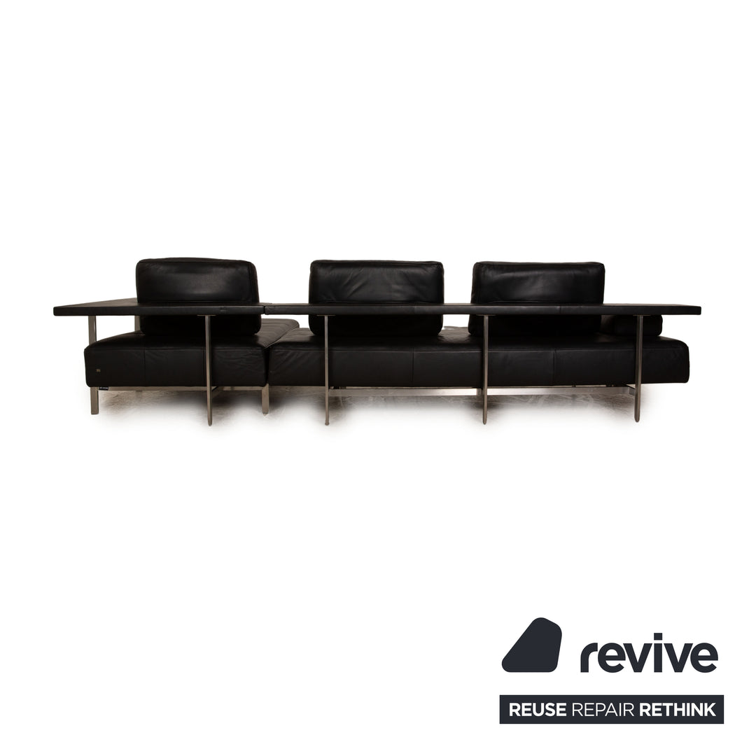 Rolf Benz Dono Leather Corner Sofa Black Recamiere Right Sofa Couch