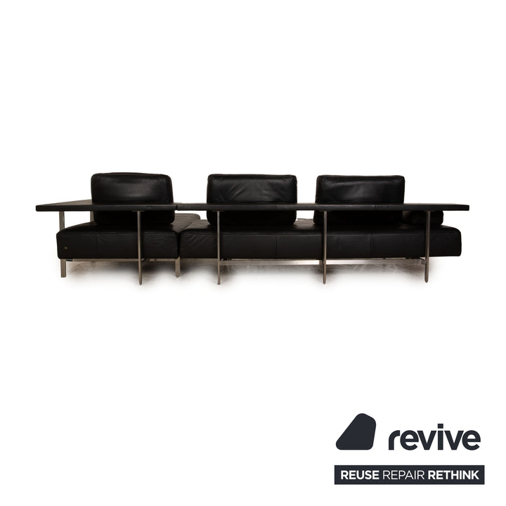 Rolf Benz Dono Leather Corner Sofa Black Recamiere Right Sofa Couch