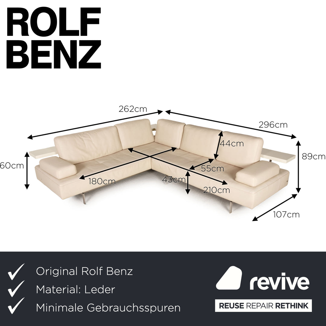 Rolf Benz Dono Leder Sofa Creme Ecksofa Couch
