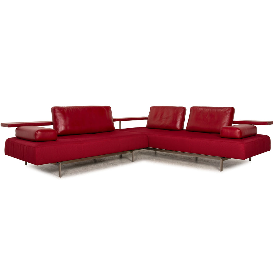 Rolf Benz Dono fabric sofa red corner sofa couch partial new cover recamier right