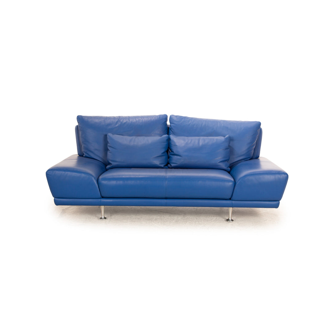 Rolf Benz Leder Dreisitzer Blau Sofa Couch