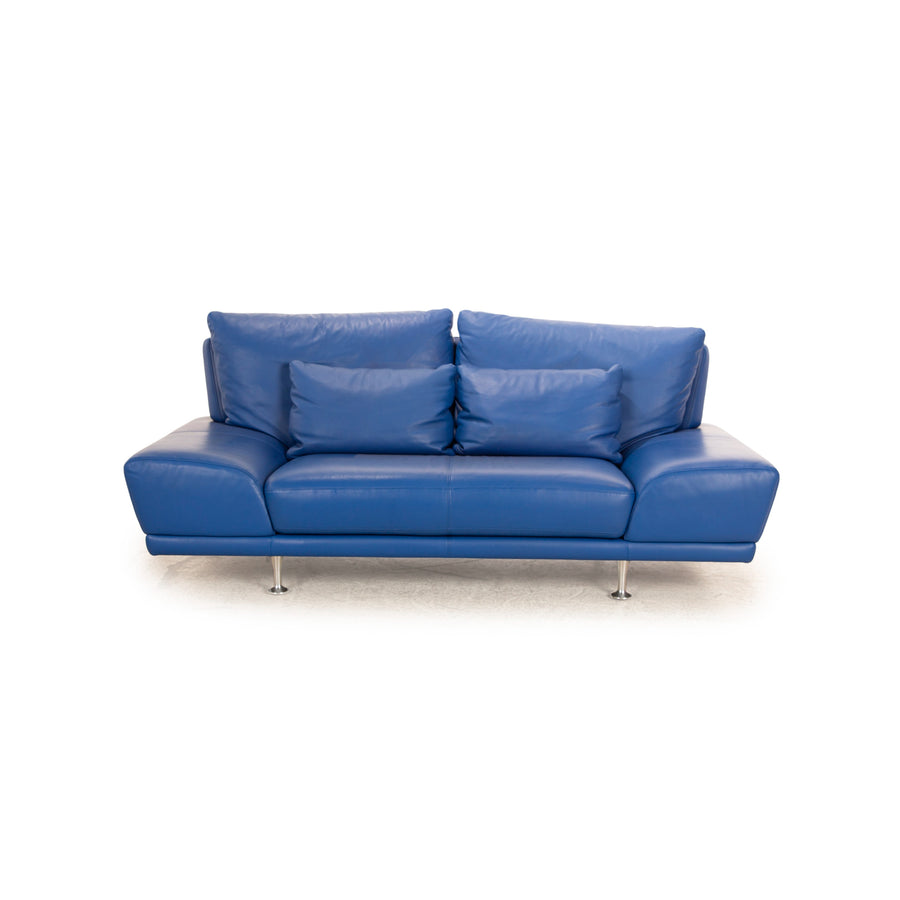 Rolf Benz Leder Dreisitzer Blau Sofa Couch