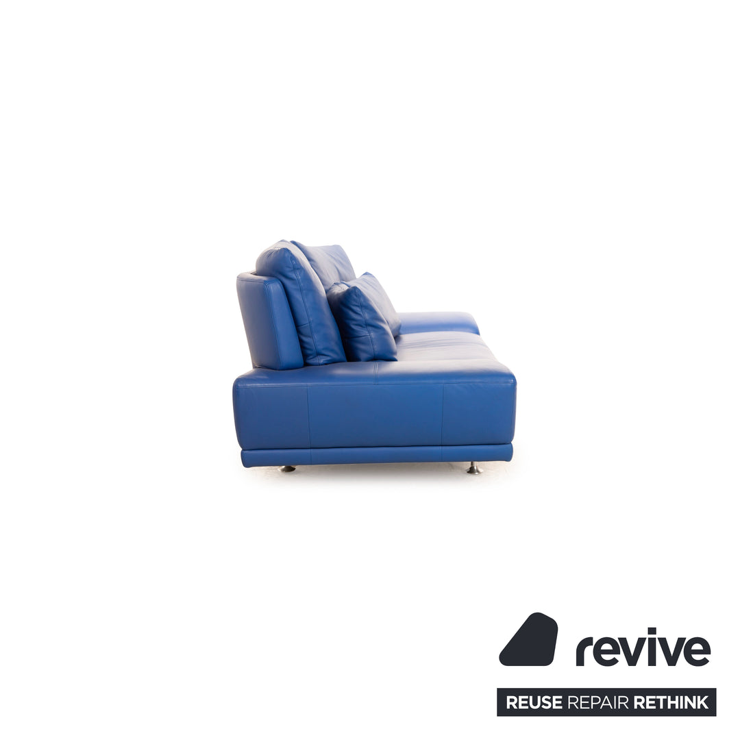 Rolf Benz Leder Dreisitzer Blau Sofa Couch