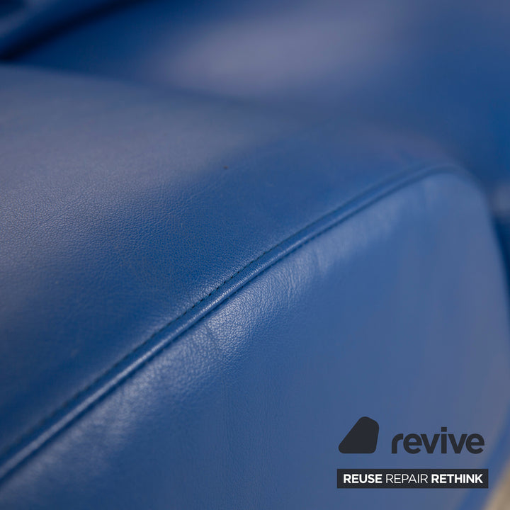 Rolf Benz Leder Dreisitzer Blau Sofa Couch