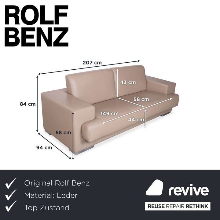 Rolf Benz Dreisitzer Leder Sofa Creme Beige Couch