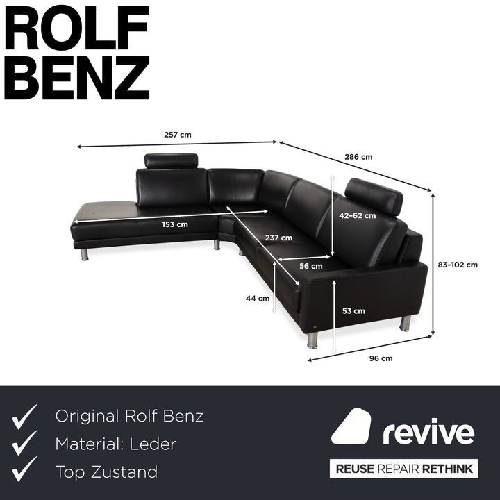 Rolf Benz EGO Ecksofa Leder Ecksofa Schwarz Sofa Couch Kopfstütze