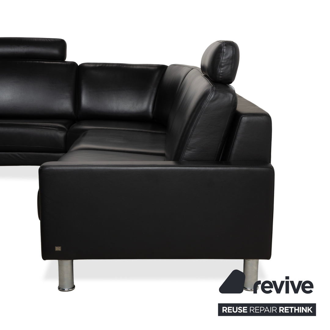 Rolf Benz EGO Ecksofa Leder Ecksofa Schwarz Sofa Couch Kopfstütze