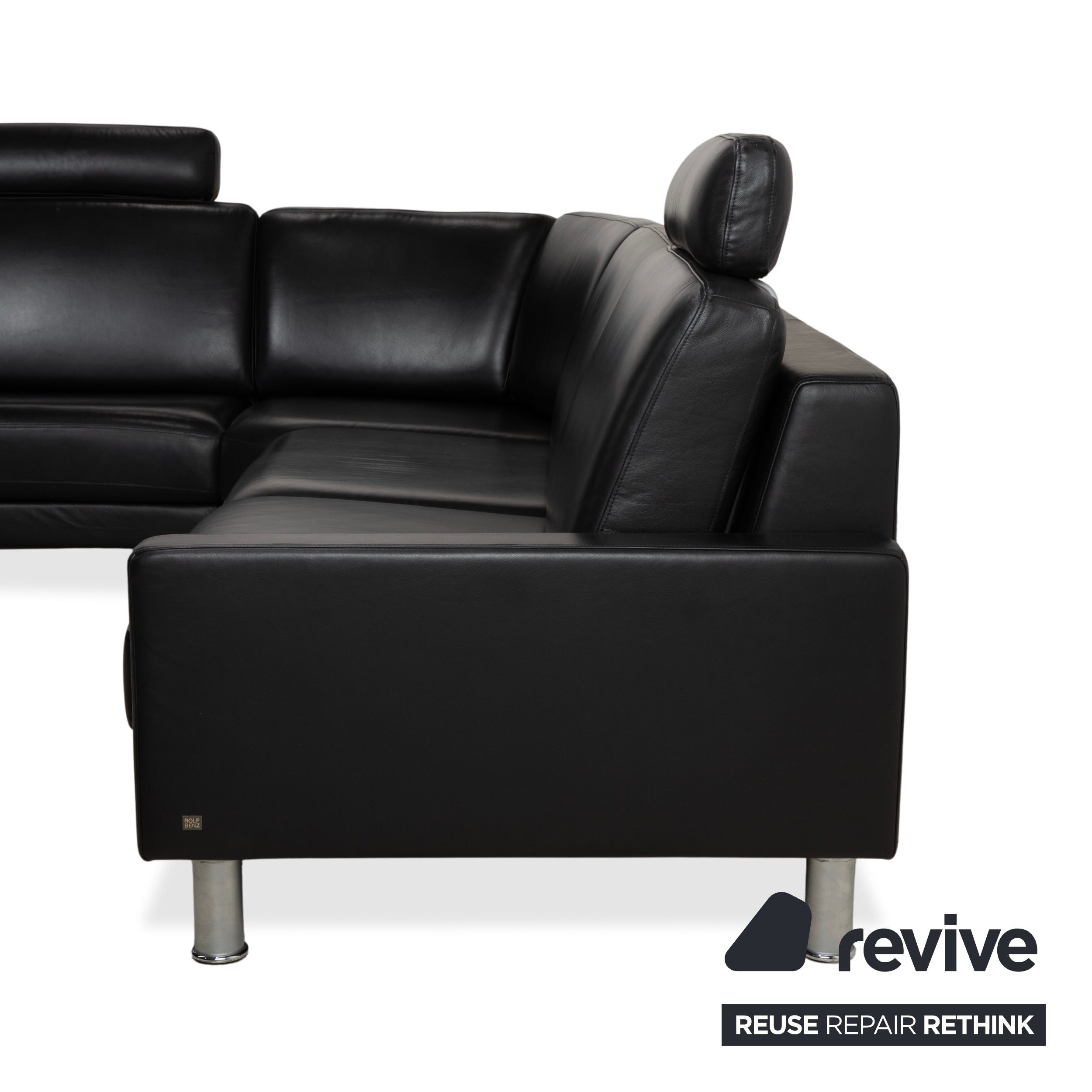 Rolf Benz EGO Ecksofa Leder Ecksofa Schwarz Sofa Couch Kopfstütze