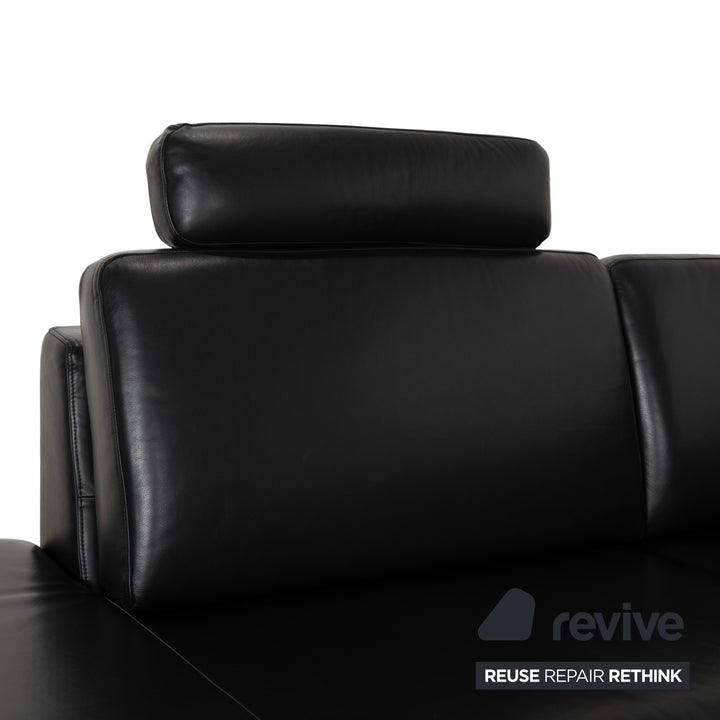 Rolf Benz EGO Ecksofa Leder Ecksofa Schwarz Sofa Couch Kopfstütze