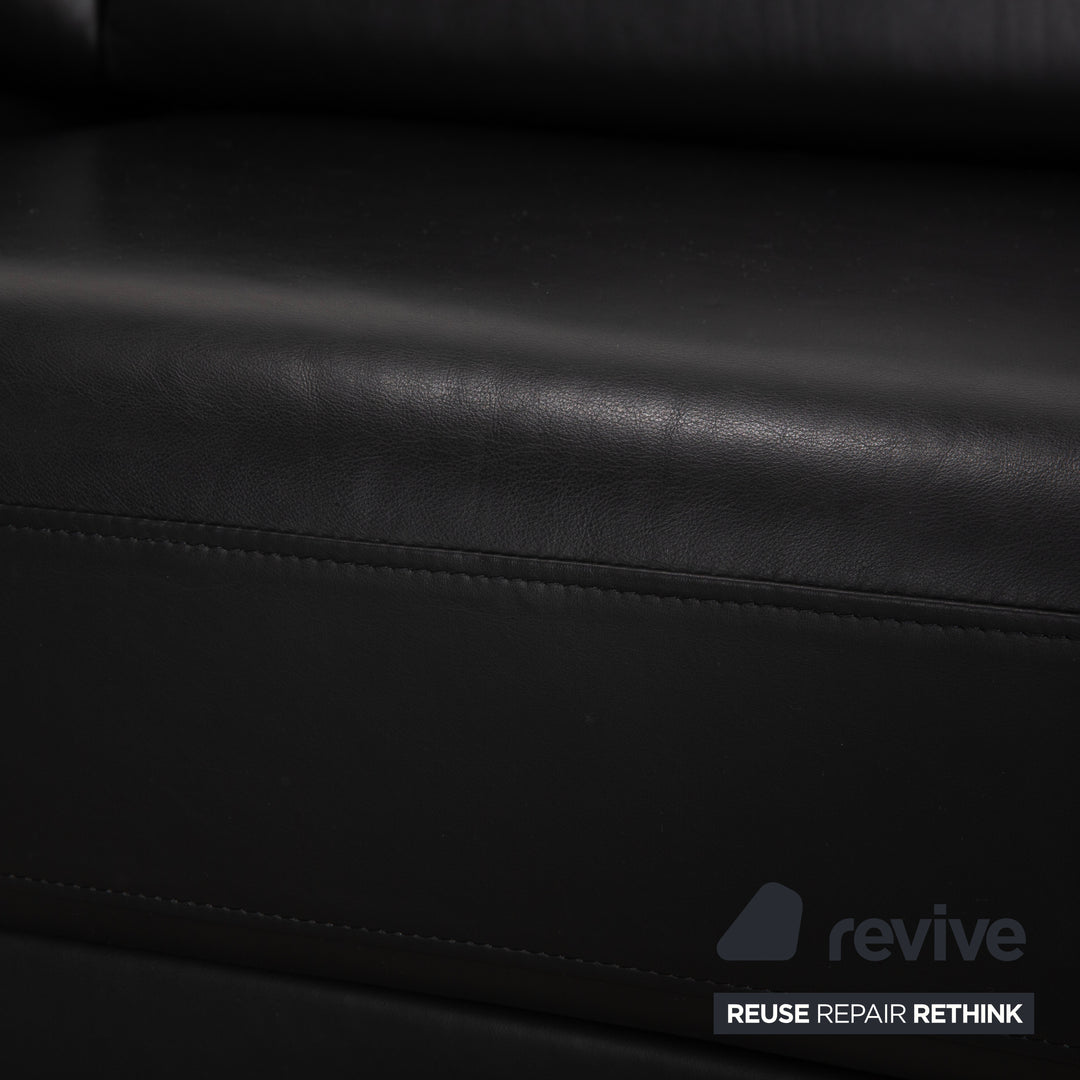 Rolf Benz Ecksofa Leder Ecksofa Schwarz Sofa Couch Kopfstütze