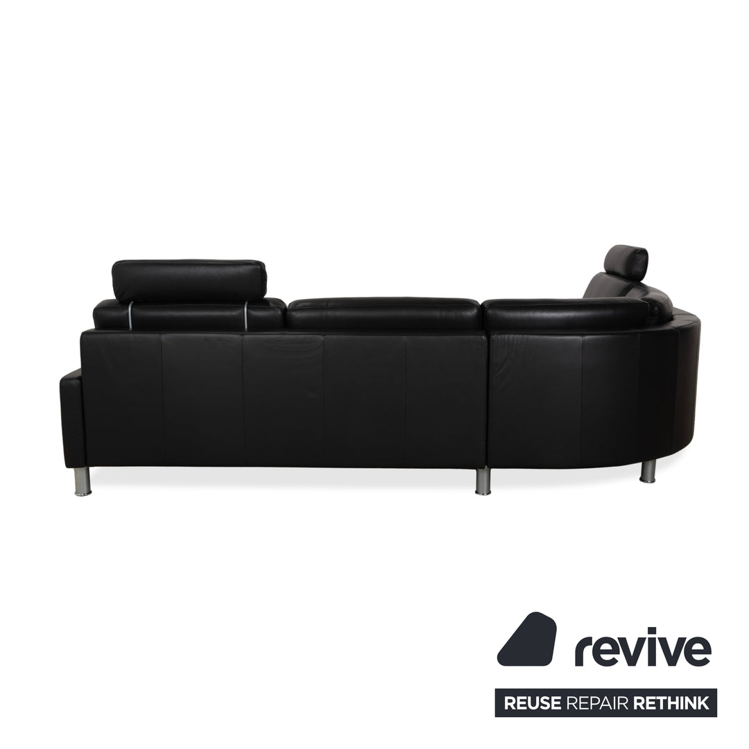 Rolf Benz EGO Ecksofa Leder Ecksofa Schwarz Sofa Couch Kopfstütze