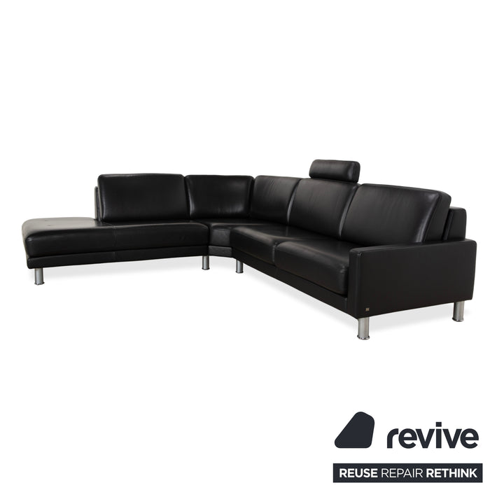 Rolf Benz EGO Ecksofa Leder Ecksofa Schwarz Sofa Couch Kopfstütze