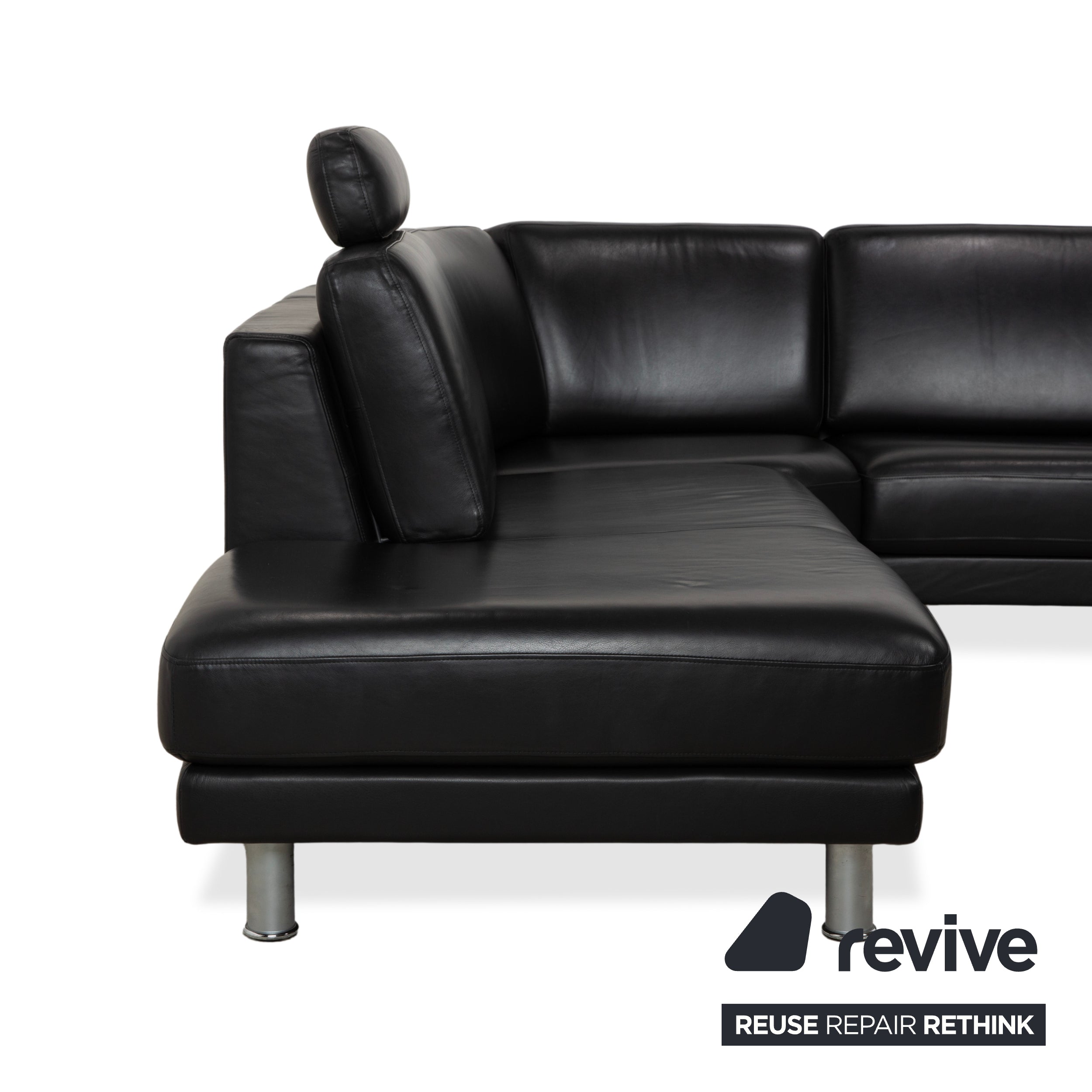 Rolf Benz EGO Ecksofa Leder Ecksofa Schwarz Sofa Couch Kopfstütze