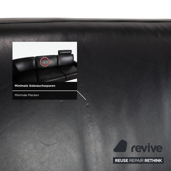 Rolf Benz EGO Ecksofa Leder Ecksofa Schwarz Sofa Couch Kopfstütze