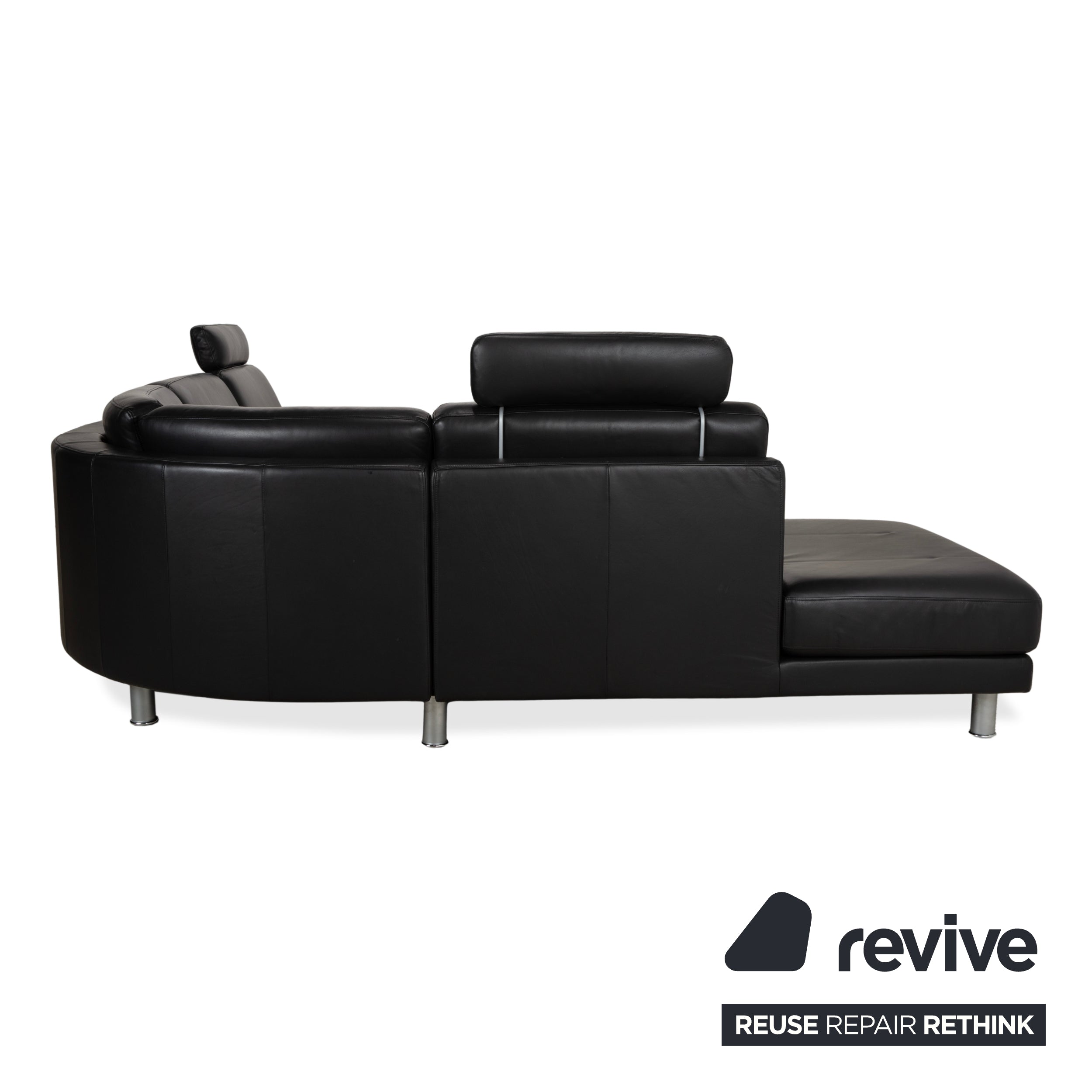Rolf Benz EGO Ecksofa Leder Ecksofa Schwarz Sofa Couch Kopfstütze