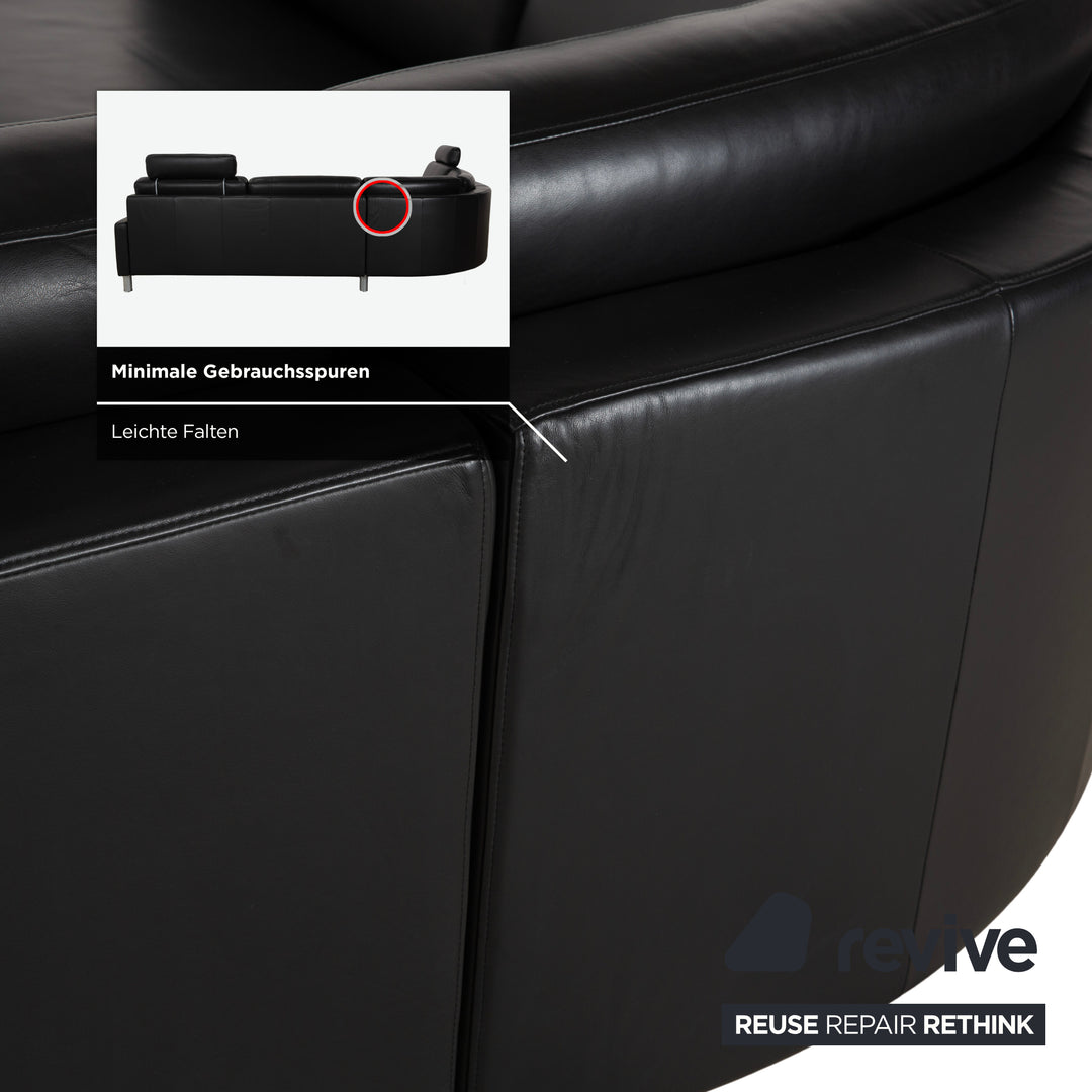 Rolf Benz EGO Ecksofa Leder Ecksofa Schwarz Sofa Couch Kopfstütze