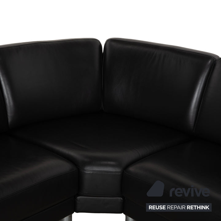 Rolf Benz EGO Ecksofa Leder Ecksofa Schwarz Sofa Couch Kopfstütze