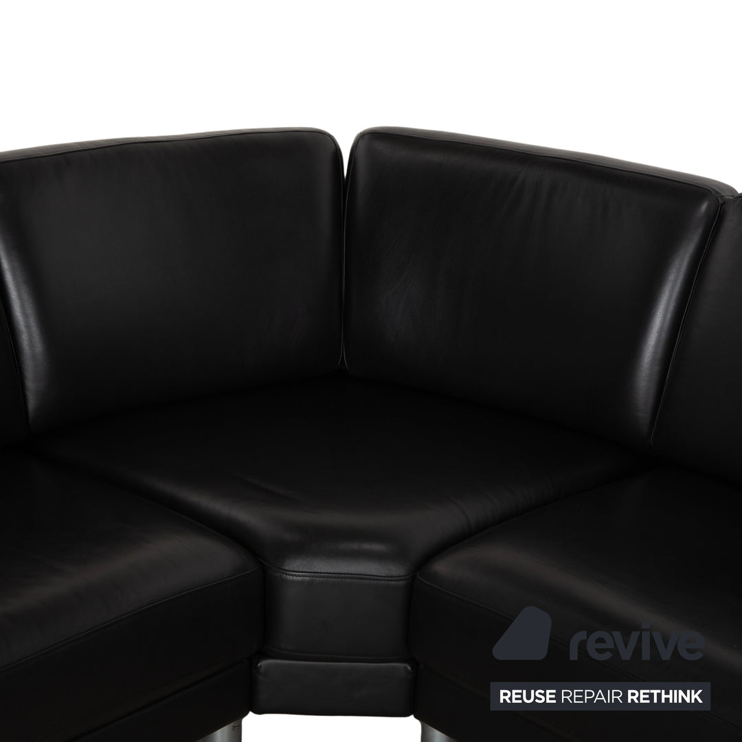 Rolf Benz EGO Ecksofa Leder Ecksofa Schwarz Sofa Couch Kopfstütze