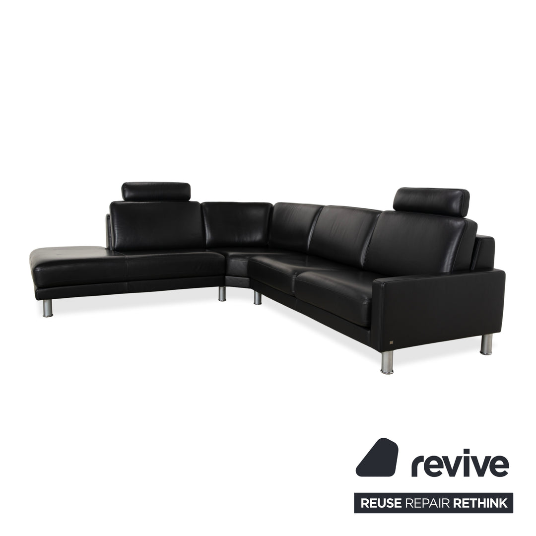 Rolf Benz EGO Ecksofa Leder Ecksofa Schwarz Sofa Couch Kopfstütze