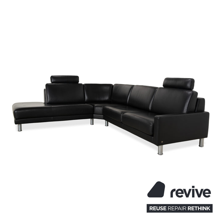 Rolf Benz EGO Ecksofa Leder Ecksofa Schwarz Sofa Couch Kopfstütze