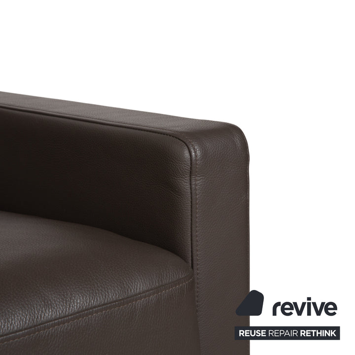 Rolf Benz EGO three-seater sofa, brown leather couch