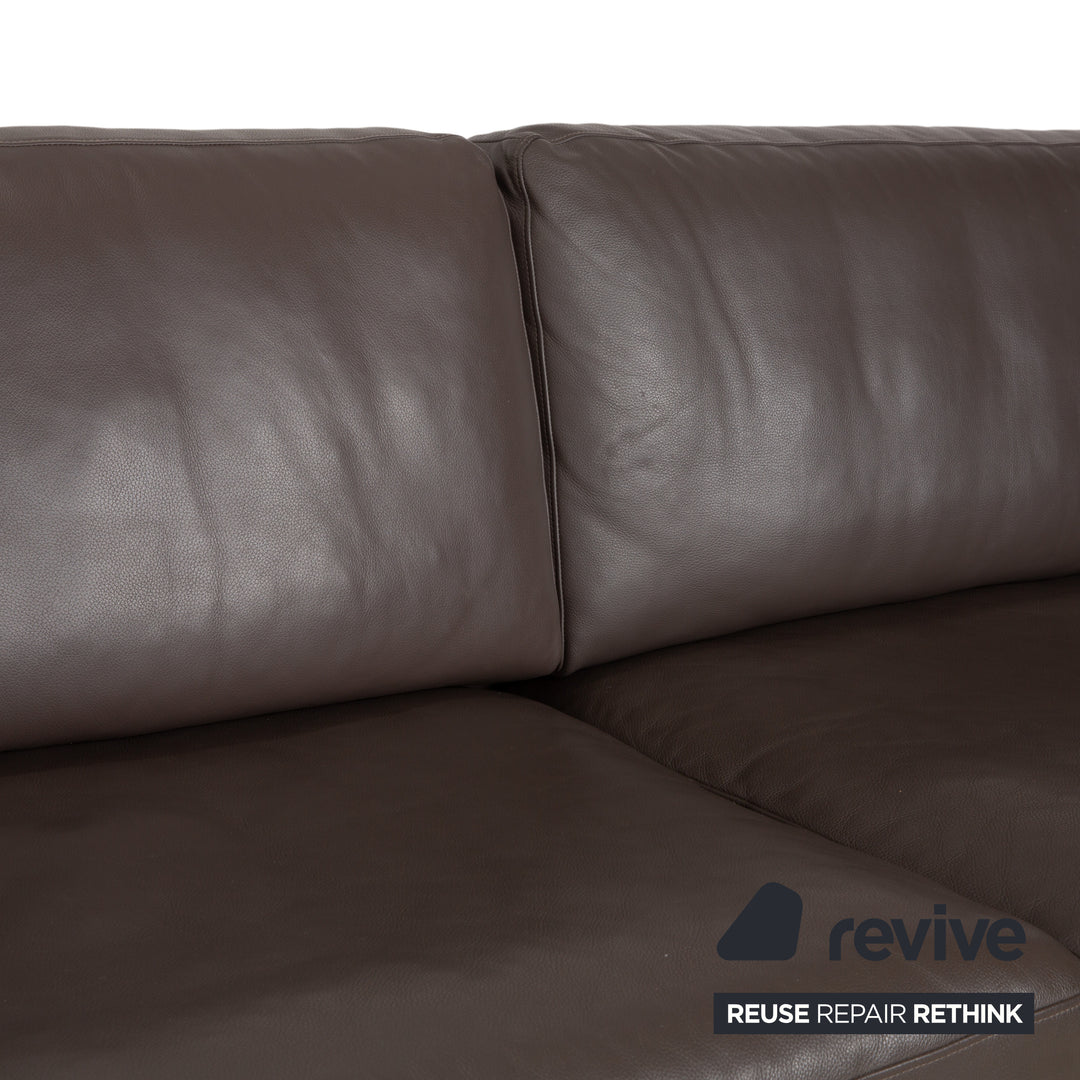 Rolf Benz EGO three-seater sofa, brown leather couch