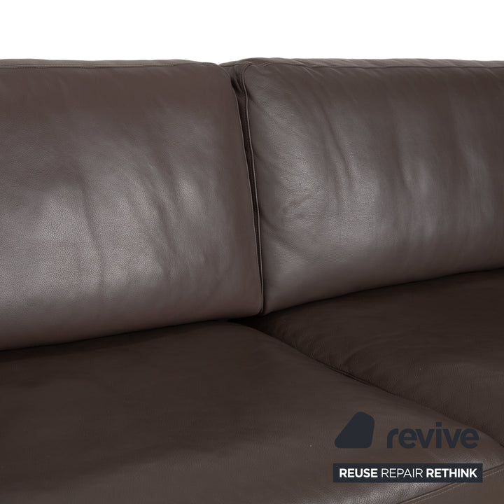 Rolf Benz EGO three-seater sofa, brown leather couch