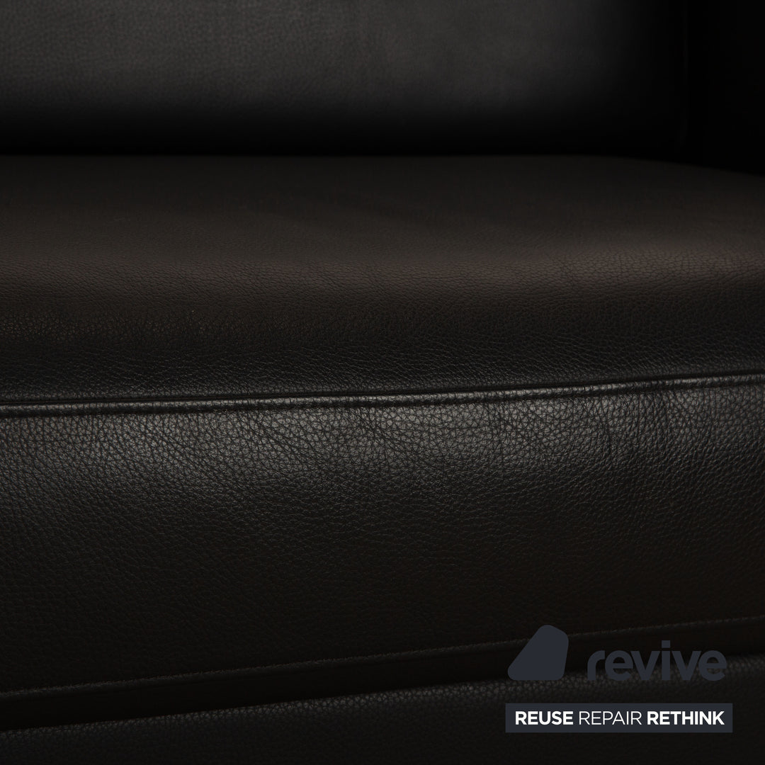 Rolf Benz EGO-G Leder Dreisitzer Dunkelblau Sofa Couch manuelle Funktion