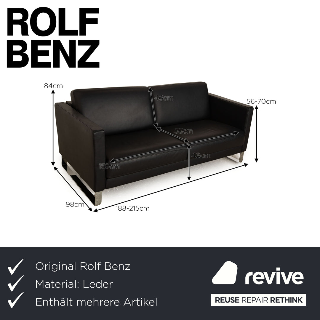 Rolf Benz EGO-G Leder Sofa Garnitur Dunkelblau Dreisitzer Hocker manuelle Funktion