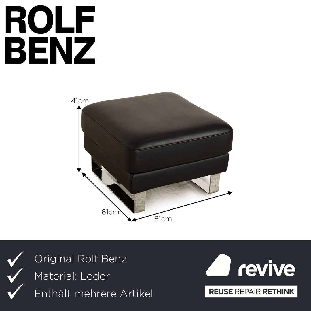 Rolf Benz EGO-G Leder Sofa Garnitur Dunkelblau Dreisitzer Hocker manuelle Funktion