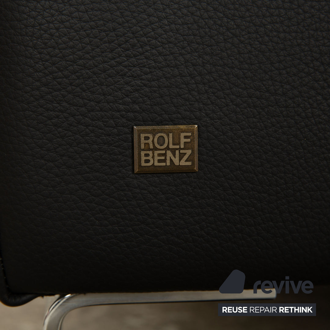 Rolf Benz EGO-G Leder Sofa Garnitur Dunkelblau Dreisitzer Hocker manuelle Funktion