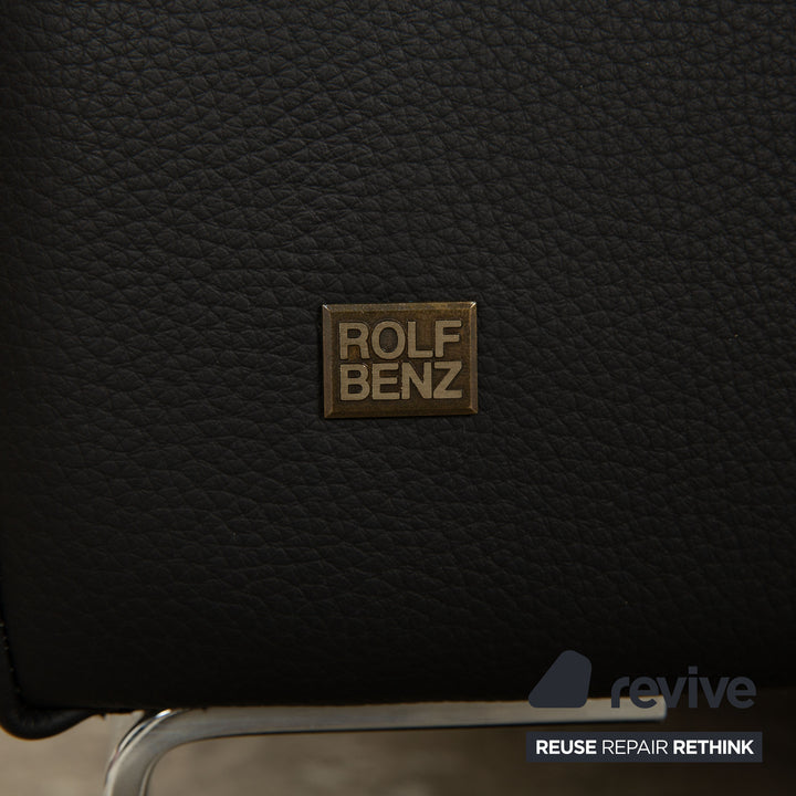 Rolf Benz EGO-G Leder Sofa Garnitur Dunkelblau Dreisitzer Hocker manuelle Funktion