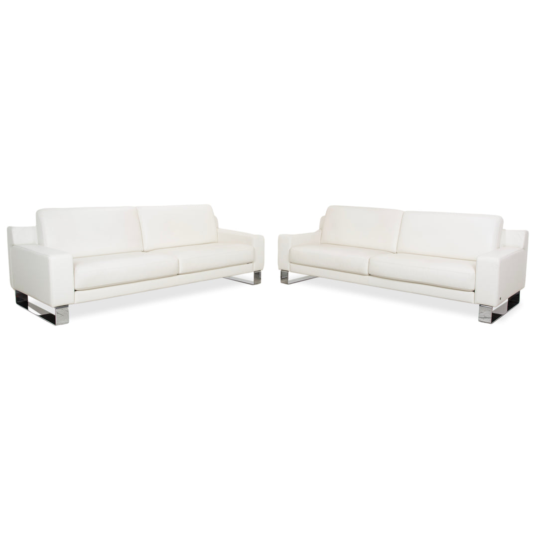 Rolf Benz EGO Leder 2x Dreisitzer Creme Weiß Sofa Couch