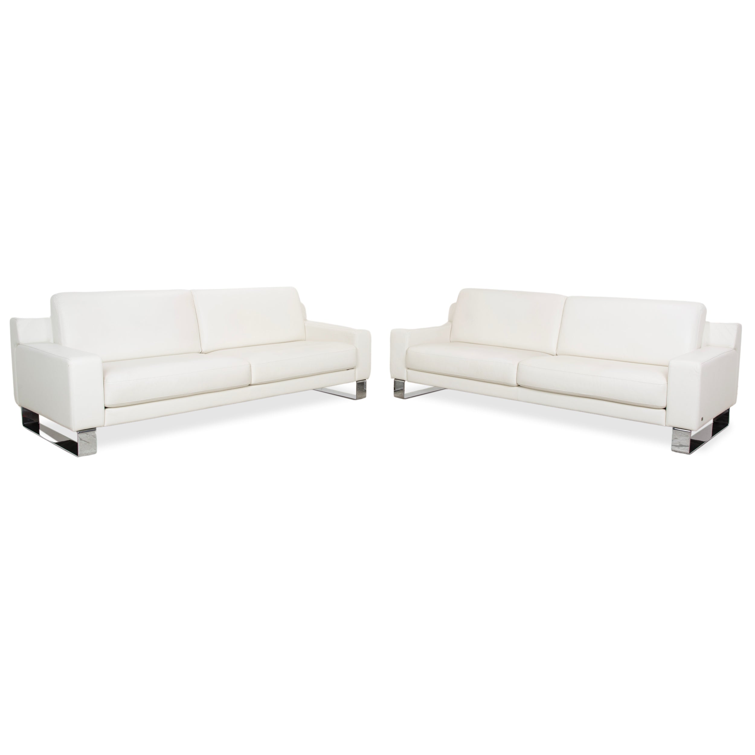 Rolf Benz EGO Leder 2x Dreisitzer Creme Weiß Sofa Couch