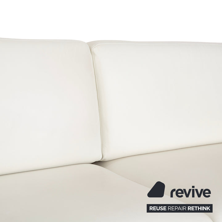 Rolf Benz EGO Leder 2x Dreisitzer Creme Weiß Sofa Couch
