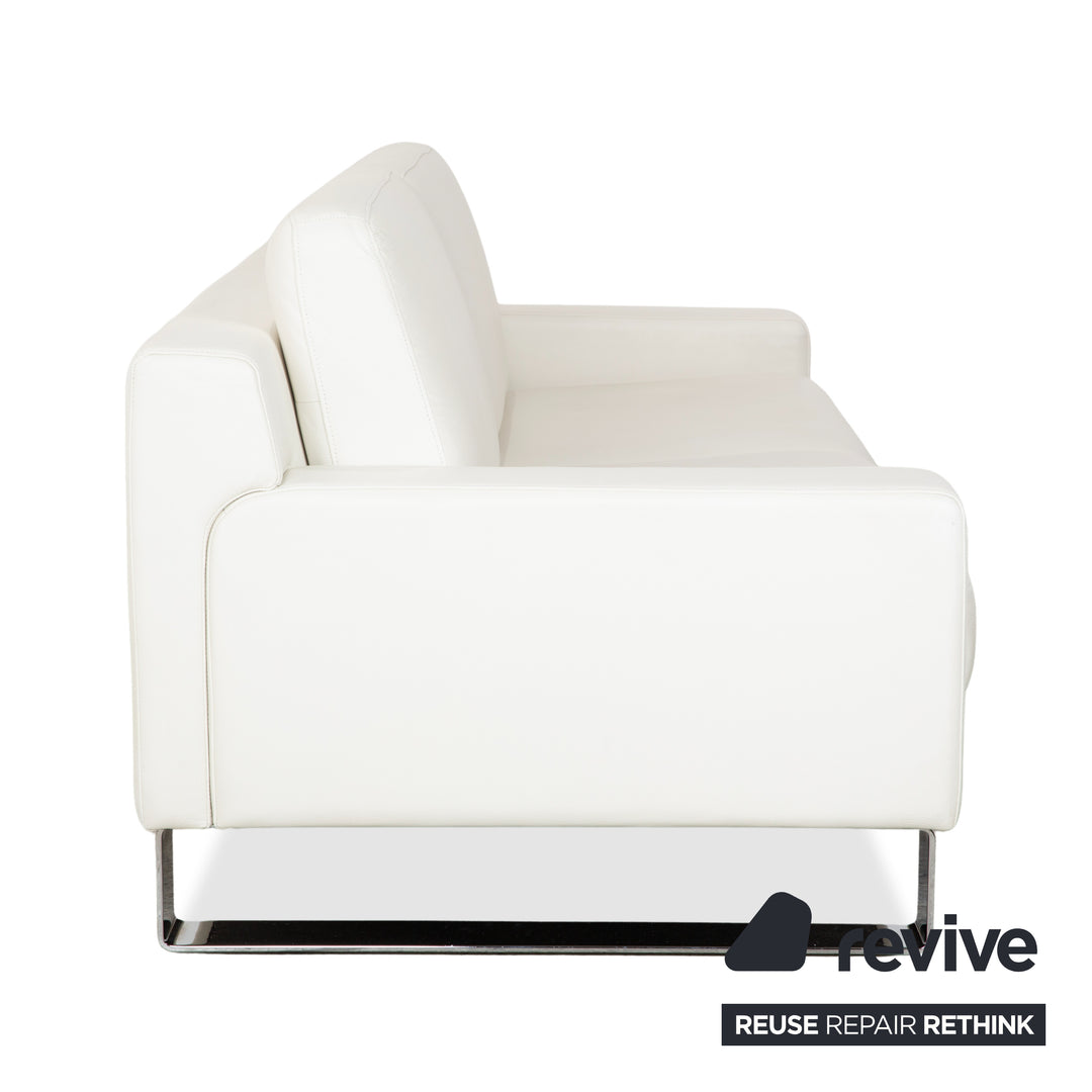 Rolf Benz EGO Leder 2x Dreisitzer Creme Weiß Sofa Couch