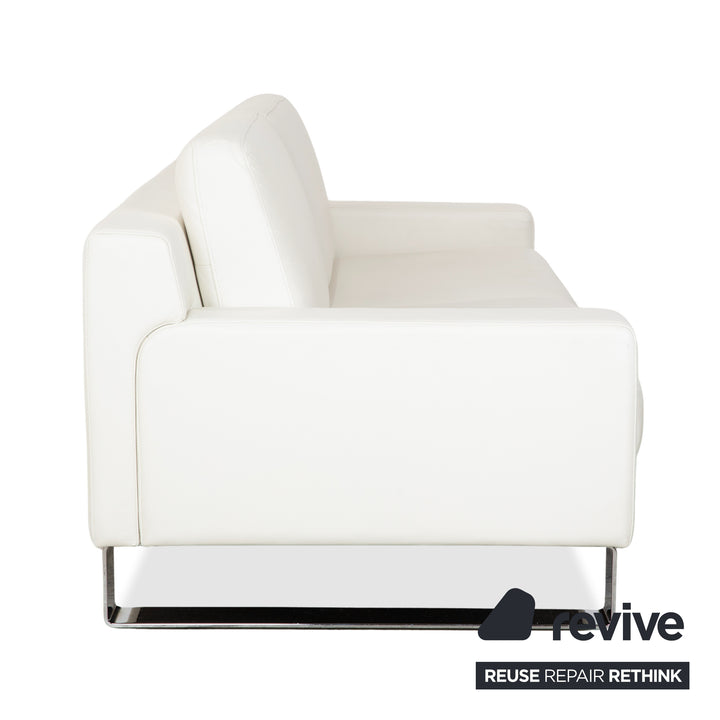 Rolf Benz EGO Leder 2x Dreisitzer Creme Weiß Sofa Couch