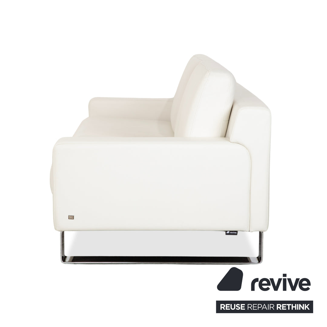 Rolf Benz EGO Leder 2x Dreisitzer Creme Weiß Sofa Couch