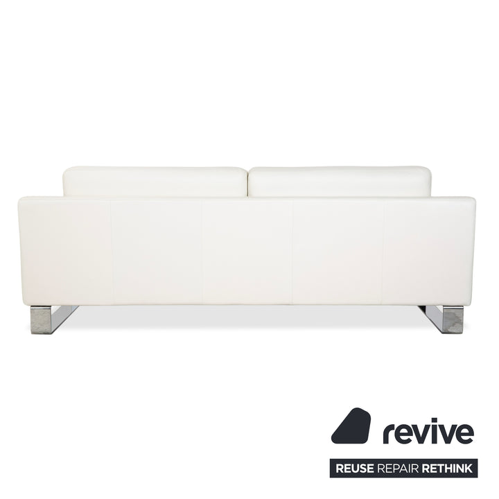 Rolf Benz EGO Leder 2x Dreisitzer Creme Weiß Sofa Couch