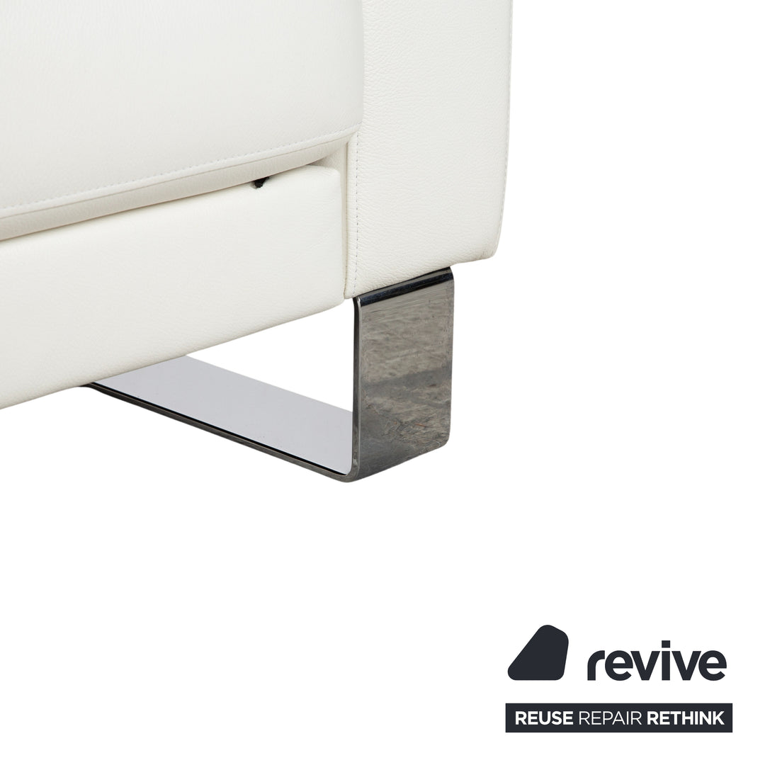 Canapé trois places Rolf Benz EGO en cuir blanc crème