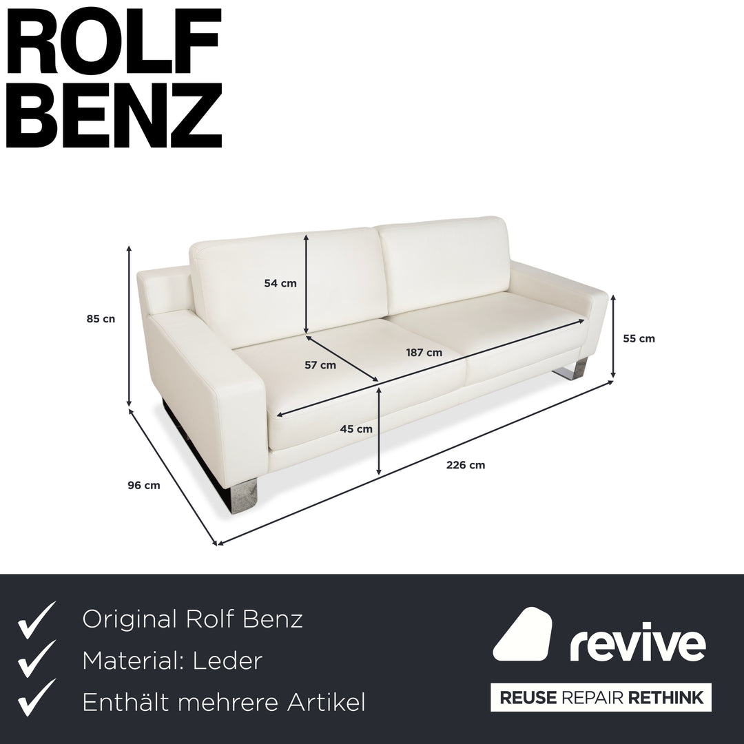 Rolf Benz EGO Leder 2x Dreisitzer Creme Weiß Sofa Couch