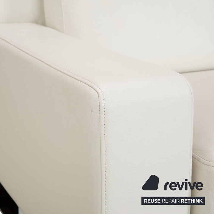 Rolf Benz EGO Leder 2x Dreisitzer Creme Weiß Sofa Couch