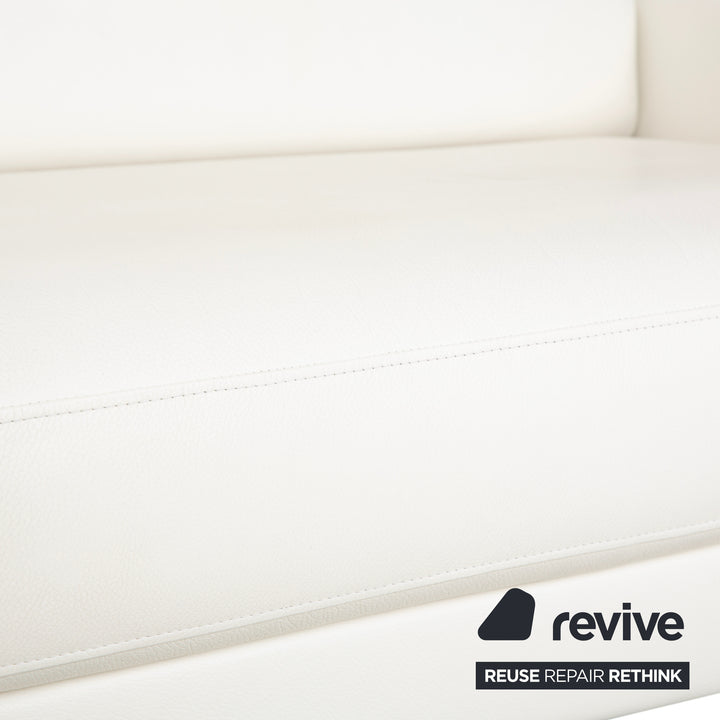 Rolf Benz EGO Leder 2x Dreisitzer Creme Weiß Sofa Couch