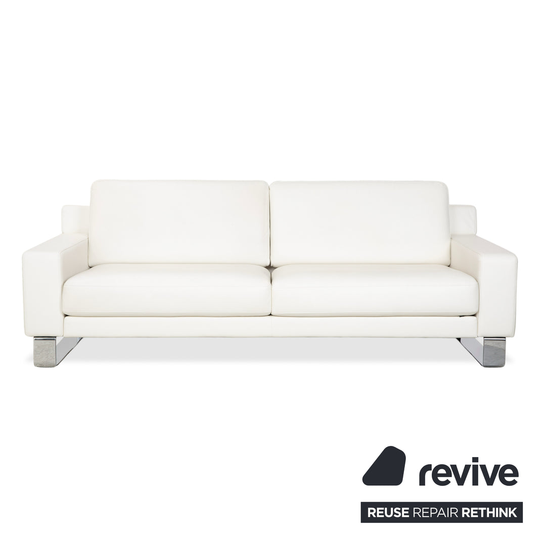 Rolf Benz EGO Leder 2x Dreisitzer Creme Weiß Sofa Couch